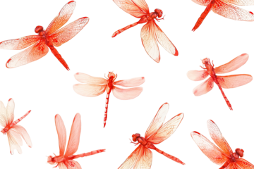 Red dragonfly pattern on black background