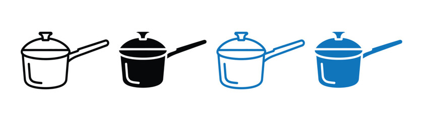 Cooking pot icon set vector illustration isolated on white background. 
