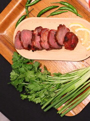 Honey roasted red pork, tender and juicy with a glossy sweet glaze, a delicious Asian-style dish served as a savory and aromatic delicacy.