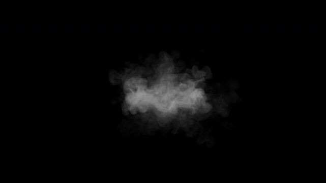 Realistic Smoke Cloud in the Center on Transparent Background &ndash; White and Gray Fog Effect, Atmospheric Mist, Abstract Vapor Element for Fire, Steam, Explosion or Cinematic Animation
