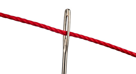 Threaded needle crosses in stark contrast