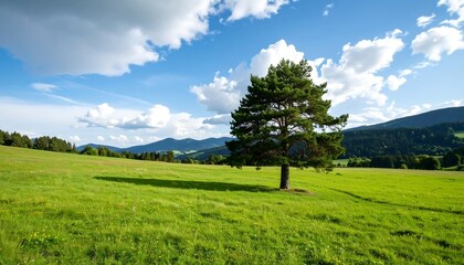 Lone Tree in Lush Meadow