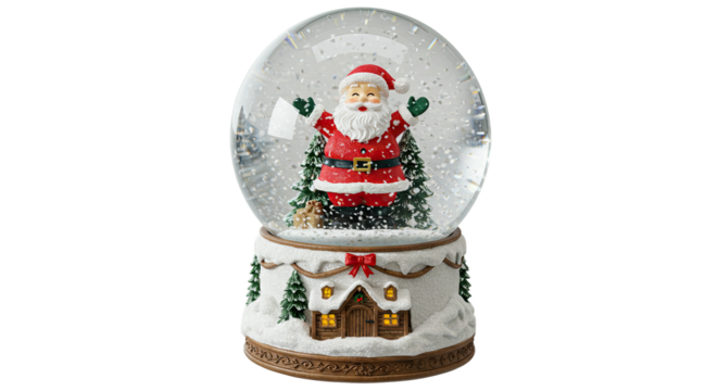 Santa Claus Snow Globe Figurine Christmas Decoration.