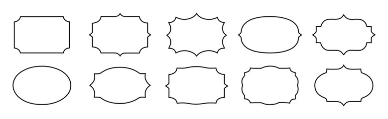 Vector art of collection of vintage frame border label ornament. vintage decorative shape design element. vector illustration