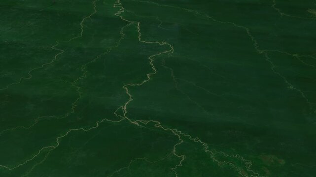 Zoom from Earth to the Amazon River 3d satellite map animation.