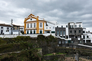 Theater building in Ribeira Grande town in San Miguel Azores, Portugal
