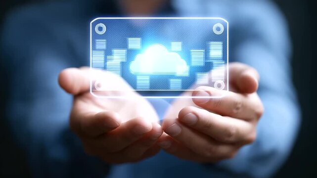 Engineers Works on A futuristic holographic interface illustrating a cloud migration strategy for hybrid architecture., Using Data Visuals, Touch Gestures, and Real-Time Feedback in Modern Workspace