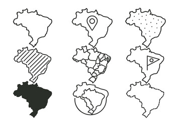 Brazil map silhouettes: creative outlines and geometric designs