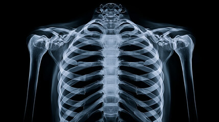Detailed Medical X-Ray of Human Torso Skeleton Anatomy Diagnostic Image. Ai Generated Images