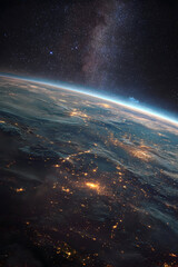 Earth's Night Lights and the Milky Way