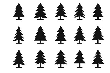 Obraz premium Silhouette collection of various pine tree shapes with symmetrical designs