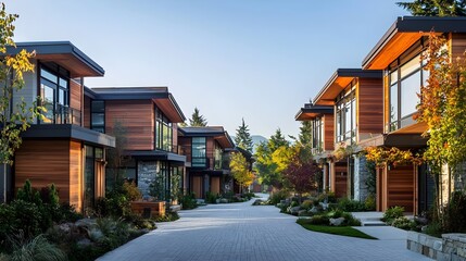 Obraz premium Contemporary rustic duplex complex featuring natural materials and cozy interior design (Duplex Interior Design)