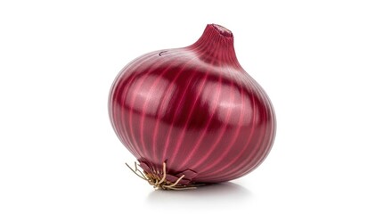 Vibrant red onion, whole and fresh, isolated on a clean white background. Perfect for culinary themes and healthy eating concepts.