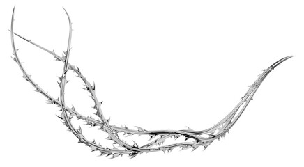 A high-tech take on a classic thorn vine, rendered in chrome. This graphic element is perfect for conceptualizing futuristic security or fantasy borders.