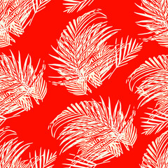 Vector - tropical leaves seamless pattern, colorful template.