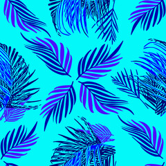 Vector - tropical leaves seamless pattern, colorful template.