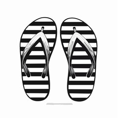 Striped flip flops Vector Image. Black and white Striped flip flops Vector Image isolated on white background