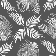 Vector - tropical leaves seamless pattern, colorful template.