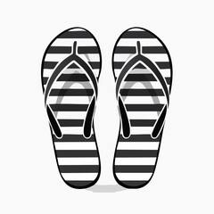 Striped flip flops Vector Image. Black and white Striped flip flops Vector Image isolated on white background