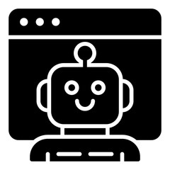 Chatbot window icon. Online chat screen symbol. AI support conversation collection. Glyph Icon