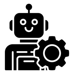 Bot settings icon. AI configuration symbol. Chatbot system adjustment collection. Glyph Icon