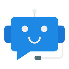 AI support icon. Artificial intelligence help symbol. Virtual assistant and customer service collection. Flat Icon