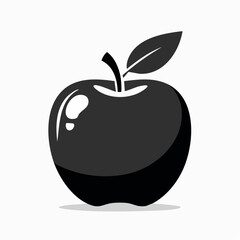 Apple fruit Vector Image. Black and white Apple Fruit Vector Illustration