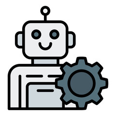 Bot settings icon. AI configuration symbol. Chatbot system adjustment collection. Filled Line Icon