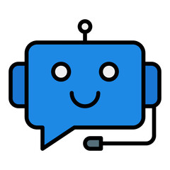AI support icon. Artificial intelligence help symbol. Virtual assistant and customer service collection. Filled Line Icon