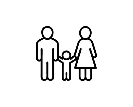 Family icon with parents and child on transparent background
