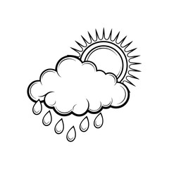 Sun and Cloud Outline Vector Icon &ndash; Minimal Weather Silhouette Line Art for Forecast, Nature, and Climate Design