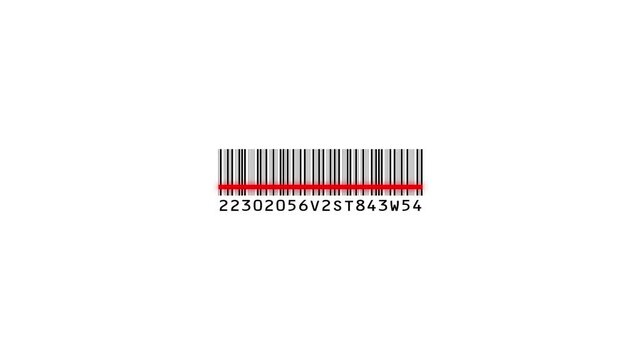Bar code animation with laser beam. Laser beam barcode scanning motion graphics. Laser beam barcode scanner 4k video footage.