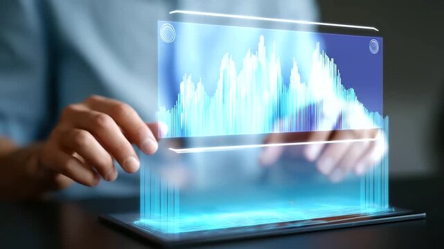 Data Analysts Monitors Real-Time KPIs on Business Intelligence Dashboard, Viewing Charts, Graphs, and KPI Widgets in Modern Workspace