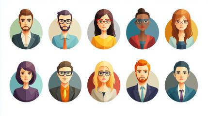 Diverse team avatars profile pictures business professionals vector design