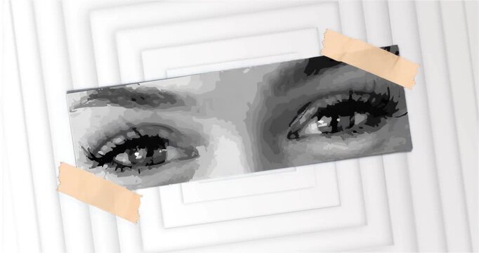 At start panel showing eyes lifting eyelids with tape, blinking holding steady to draw attention