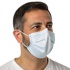 man in face mask on a white background