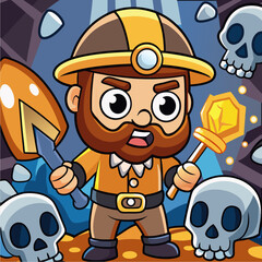 Adventurous archaeologist brushing fossils