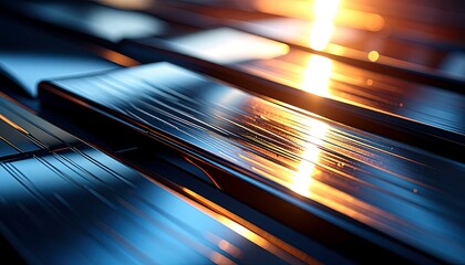 Dynamic Abstract Background with Blue and Orange Light Reflections and Streaks