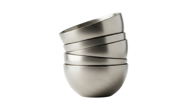 Stack of Metallic Gray Nesting Bowls.