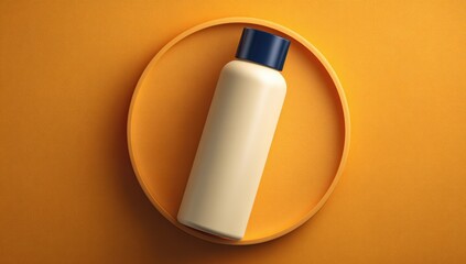 Cream-colored bottle on orange tray