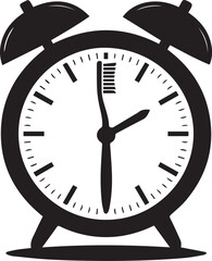 Classic black and white alarm clock illustration