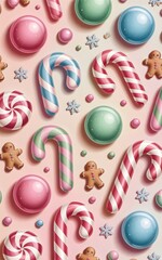 "Joyful Holiday Candy Wonderland Filled with Festive Treats and Playful Characters . background and wallpaper"
