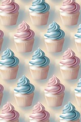 "Enchanting Ombré Cupcake Symphony in Soft Pastel Swirling Perfection .Background and Wallpaper"
