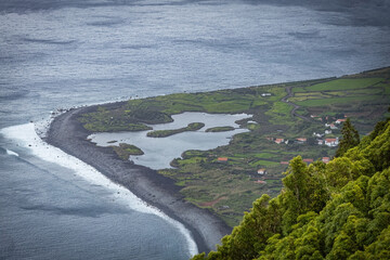 Obraz premium Picturesque coastline cliffs in Azores islands Pico island Portugal