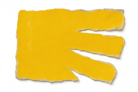 Yellow torn paper creating three horizontal strips on a transparent background, ideal for adding a touch of color and texture to designs