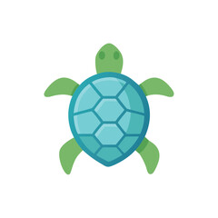 Stylized Green Sea Turtle on Transparent Background