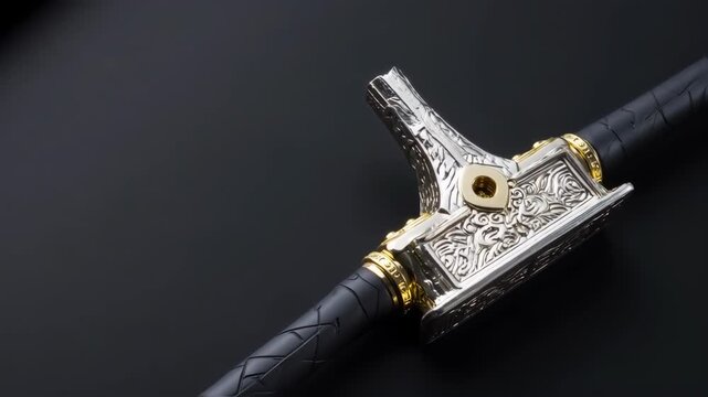 Ornate handle of a decorative sword or staff
