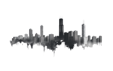 Chicago skyline isolated on white background, png