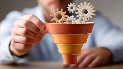 Man develops successful online education sales strategies using sales funnel techniques