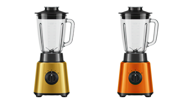 Two RetroStyle Blenders in Gold and Orange.